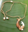 Koa wood and bone fish hook necklace - 6 per order 